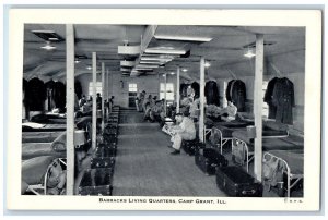 c1940 Barracks Living Quarters Soldiers Bed Furnace Camp Grant Illinois Postcard