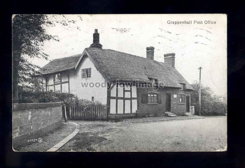 TQ3008 - Cheshire - The Thatched Cottage Post Office, at Grappenhall - postcard