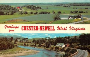 West Virginia WV   CHESTER-NEWELL Greetings RIVER~FARM  Hancock County  Postcard