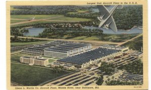 Postcard Glenn L Martin Co Aircraft Plant Middle River near Baltimore MD