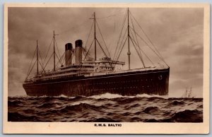 Postcard RPPC c1920s RMS Baltic White Star Line Ocean Liner Scrapped in 1933