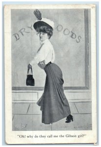 1910 Gibson Girl Purse Dry Goods Nevada Missouri MO Posted Antique Postcard