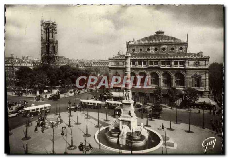 Modern Postcard Paris And Wonders Place Du Chatelet and Tour Saint Jacques