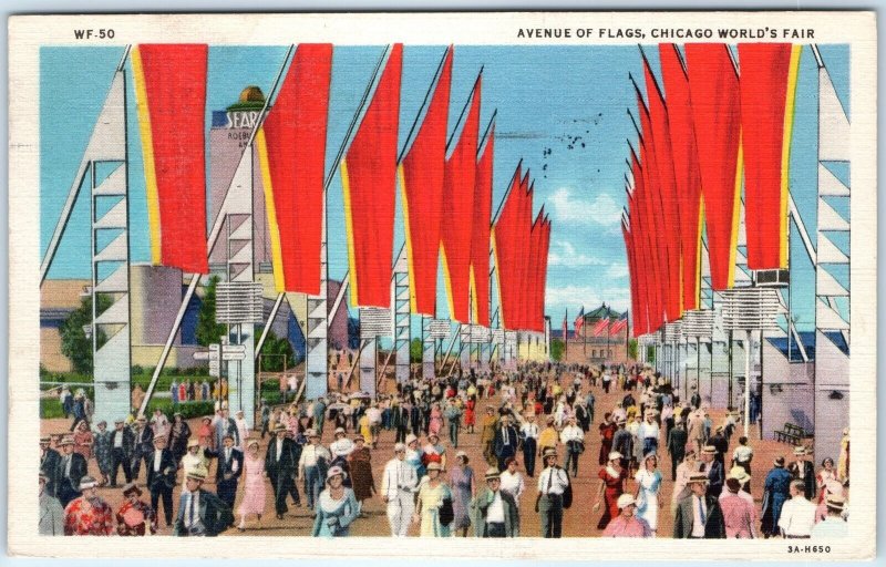 1933 Chicago, IL Avenue of Flags Sears Century of Progress PC World's Fair A331