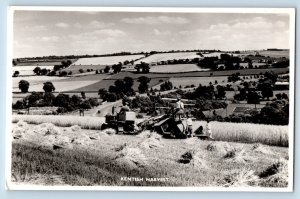 England Postcard Kentish Harvest Farm Machine Vehicle c1950's RPPC Photo