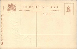 Christmas Winter Landscape Holly Snow Embossed Tuck c1900s-20s Postcard