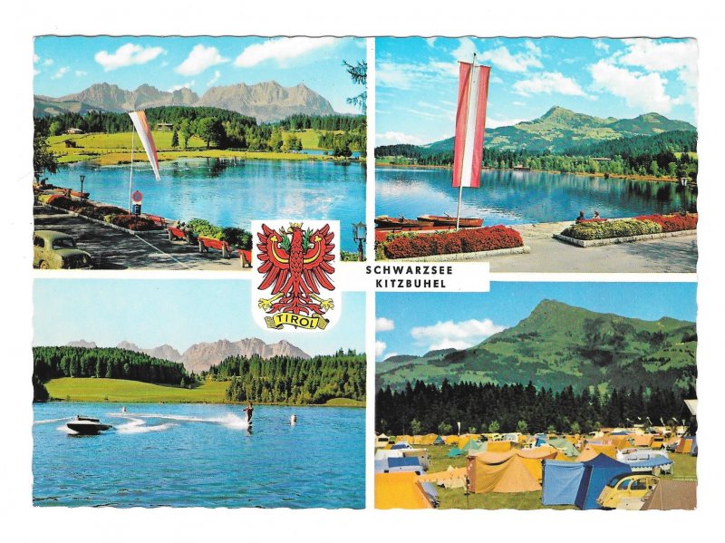 Austria Schwarzsee Lake Kitzbuhel Alps Tyrol Multiview Watersports 4X6 Postcard