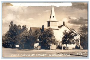 Goodland Kansas KS Postcard RPPC Photo First Christian Church c1940's Vintage