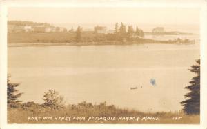 Maine~Fort William Henry from Pemaquid Harbor~Movie-Dancing Banner~1930s RPPC