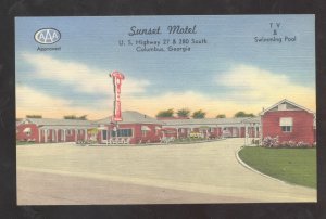 ROLUMBUS GEORGIA SUNSET MOTEL VINTAGE LINEN ADVERTISING POSTCARD