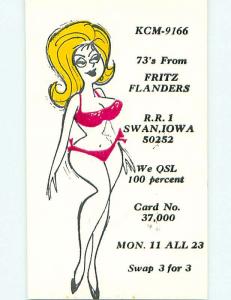 risque SEXY GIRL - QSL CB HAM RADIO CARD Swan Iowa IA s0363