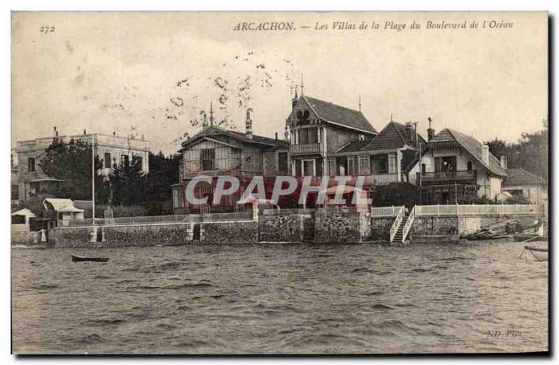 Old Postcard Arcachon The Villas of Beach Boulevard from & # 39Ocean