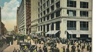 1930 State Street from Madison St. Chicago Illinois Trolleys Cars People