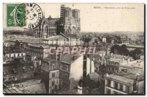 Reims Old Postcard Panorama taken from Saint Jacques