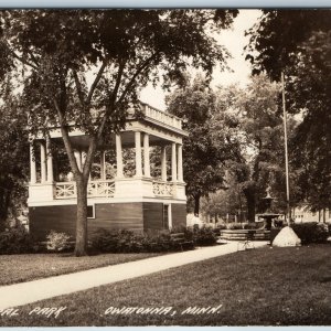 c1940s Owatonna, Minn. Central Park RPPC Fountain Sharp Real Photo Postcard A200