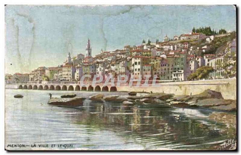 Old Postcard Menton The City And The Qual