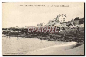 Old Postcard Bourg de Batz The Beach St Michel