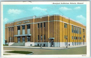 c1940s Moberly, MO Municipal Auditorium St. Louis Mob. Kans City RPO Cancel A203