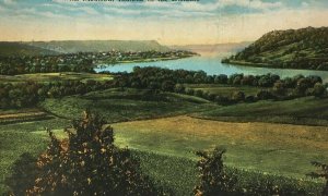 Ohio River View Madison Indiana in Distance Postcard