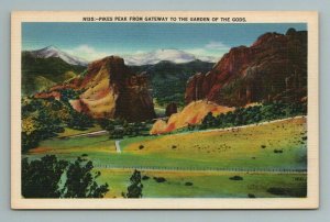 Pikes Peak From Gateway To The Garden of the Gods, Colorado, Postcard