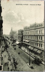 Argentina Buenos Aires Avenida de Mayo Vintage Postcard C209