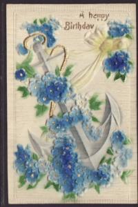 A Happy Birthday,Flowers,Anchor Postcard 