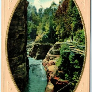 1910 New York Ausable Chasm Gallery Adirondacks Grand Canyon Litho Postcard A19