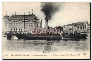 Postcard Old Boat Trouville sur Mer Boat Le Havre and the Municipal Casino