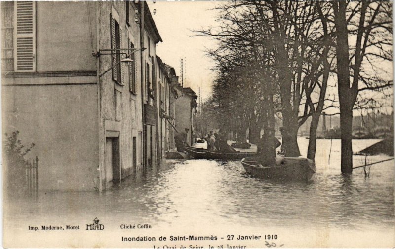 CPA St-MAMMES Inondations Quai de Seine (977771)