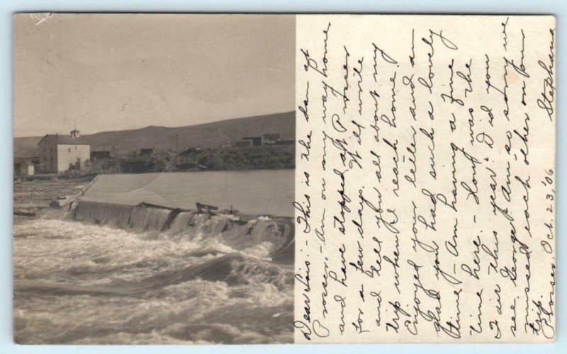 RPPC  PROSSER, Washington WA ~ View of DAM  Benton County 1906 Postcard