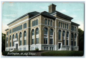 1909 High School Building Campus Burlington Vermont VT Posted Antique Postcard