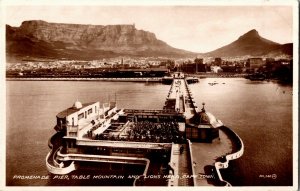 RPPC Promenade Pier Table Mountain Lions Head Cape Town South Africa PostcardG16