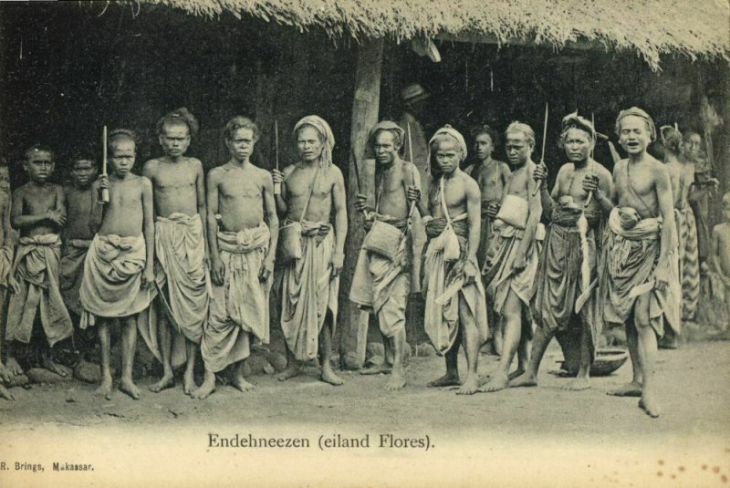 indonesia, FLORES, Lesser Sunda, Armed Endenese Natives (1899) Postcard