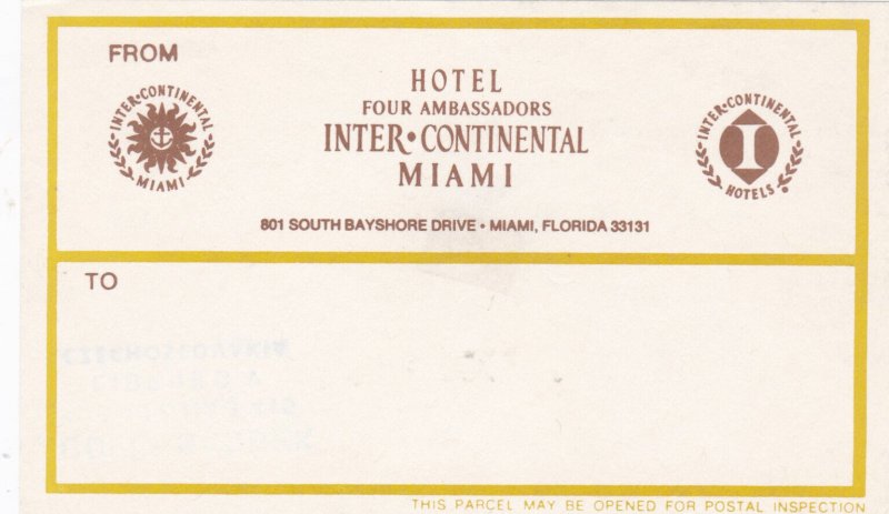 Florida Miami Hotel Four Ambassadors Vintage Luggage Label lbl1860