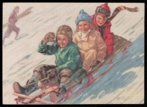 Children riding a sledge