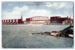 1912 Cotrolling Works River Truss Bridge Tower Lockport Illinois IL Postcard