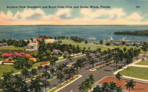 Bayfront Park Bandshell Royal Palm Club Docks Miami Florida FL Vintage Postcard