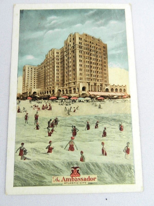 Vintage The Ambassador Atlantic City Postcard Lumitone Photoprint New York USA 