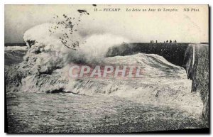 Old Postcard Fecamp La Jetee a Day Storm