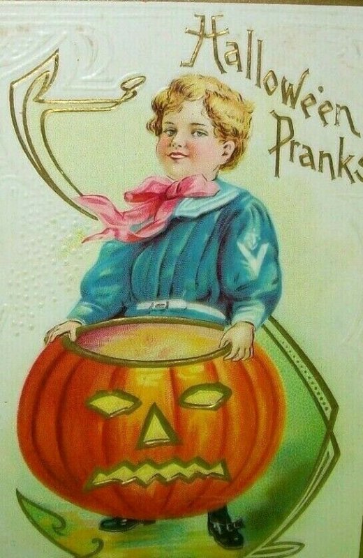 Vintage Halloween Postcard Original Stecher Pranks Series 226 F Embossed Antique