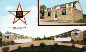 Postcard TN Nashville Starr Motel & Restaurant Coca Cola Sign Dual View 1945 V40