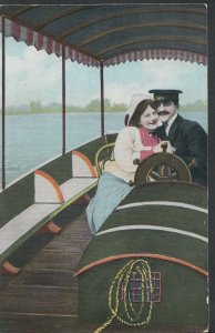 Romance Postcard - Loving Couple Cuddling On A Boat   BH5981