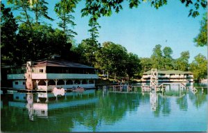 Vtg Eureka Springs Arkansas AR Lake Lucerne Resort Dock House 1950s Postcard