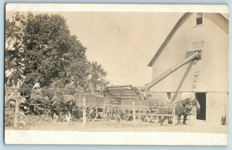 C.1917 RPPC Trashing At Kidd Farm Triumph, IL Postcard P165 