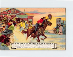 Postcard The First Ride Of The Pony Express, St. Joseph, Missouri