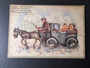 1945 Dutch Netherlands Holland Liberation Postcard Car Wagon Horse Clinge Dooren