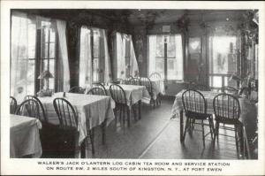 Walker's Jack O Lantern Tea Room & Gas Station INTERIOR - Port Ewen NY Postcard