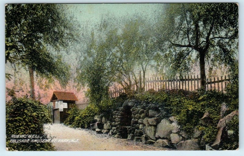 PALISADE, NJ New Jersey  PALISADE AMUSEMENT PARK Rustic Well 1909  Postcard