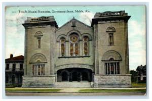 c1910 Temple Shaarai Shamayim Government St. Mobile Alabama AL Church Postcard 