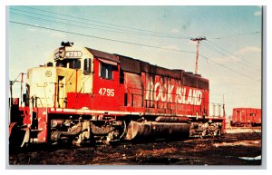 Postcard Rock Island Railroad Train Engine SD-40-2 Unit #4795 Silvis Illinois